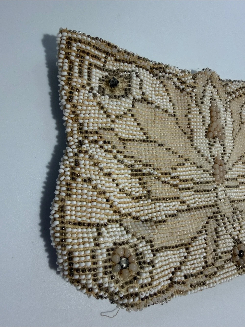 Vintage Butterfly Glass Beaded Clutch Bag Art Deco 20s 30s Rockabilly - Flawed
